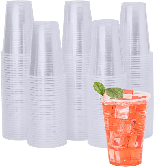 9 oz Plastic Cups, 500 Pack - Clear Disposable Drinking Water Cups for Cold Beverages, Ideal for Party